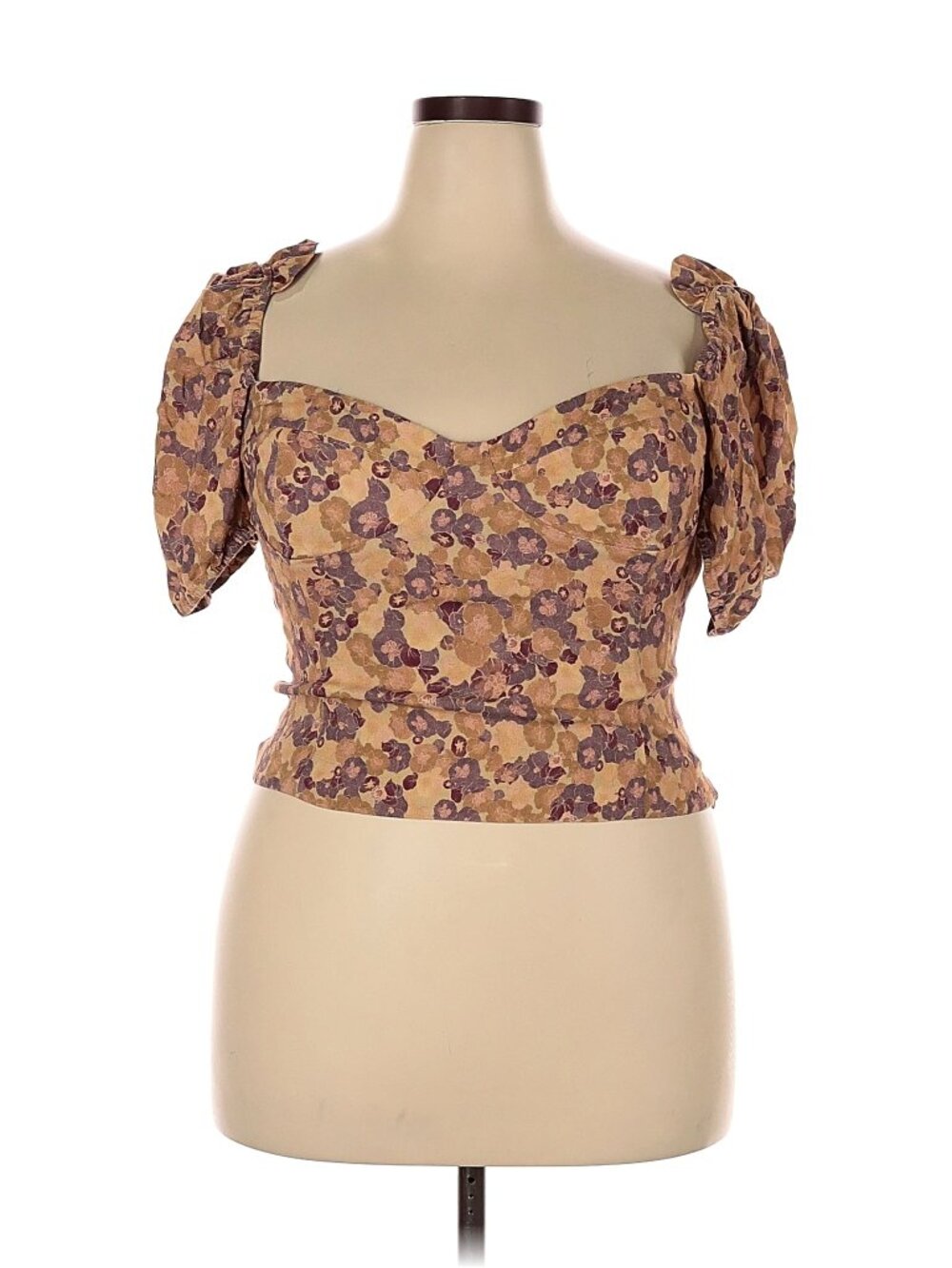 Wilfred by Aritzia Floral Short Sleeve Corset Blouse